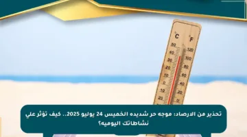 تحذير من الأرصاد: موجة حر شديدة الخميس 24 يوليو 2025.. كيف تؤثر على نشاطاتك اليومية؟